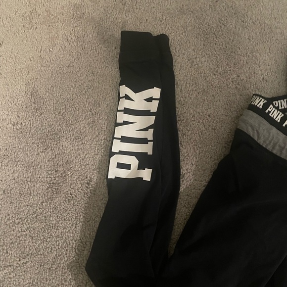PINK Victoria's Secret Black and Gray Track Pants - Picture 3 of 5